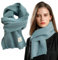 Xifrika Damen Schal aus weichem Strick ohne Fransen in Aquamarine. Eleganter, warmer Winterschal, der nicht kratzt. Wintertuch in der Größe 160 x 20 cm.