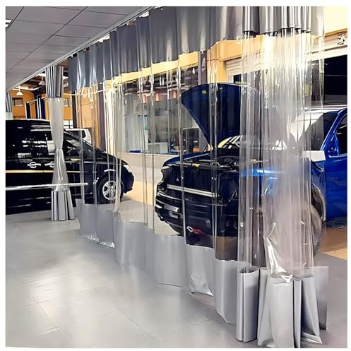 Tende divisori industriali in vinile per garage, impermeabili, con occhielli, per magazzini, divisori, tende, pareti, rotolamento rapido, facile da pulire, grigio (2,6 x 2,4 m)