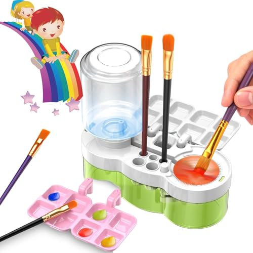 Paint Brush Cleaner Rinse Cup, Spill-Proof Artist Brush Cleaning Tool, New Multi-Purpose Paint Brush Cleaner with 4-Hole Drain and Brush Holder