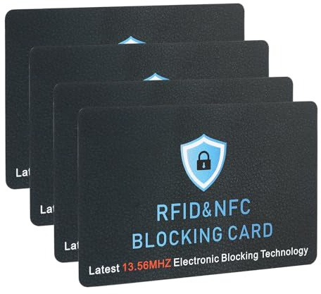 LOUEBICA 4 Pack RFID Blocking Card, Contactless NFC Debit Credit Card Passport Protector,Entire Wallet Purse Protect