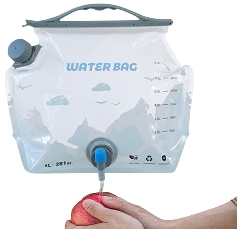 Vattensäck Vikbar Läckfri Påse | 8 Liter Camping Vattenbehållare Med Tankpåse För Användning Vid Utomhusaktiviteter Ridning Backpacking Picknick Resor