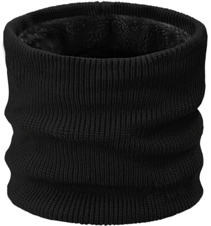 YUHAN PRETTY Kids Ski Mask Neck Warmer Winter Neck Gaiter Boys Girls Warm Thermal Fleece Lined Knitted Scarf for Cold Weather(Black)