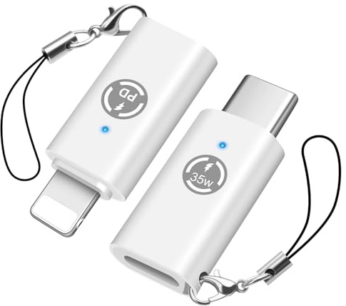HAUXGOGO Adattatore da Lightning a USB-C (Set da 2), PD 35W Ricarica e Trasferimento Dati - Bianco