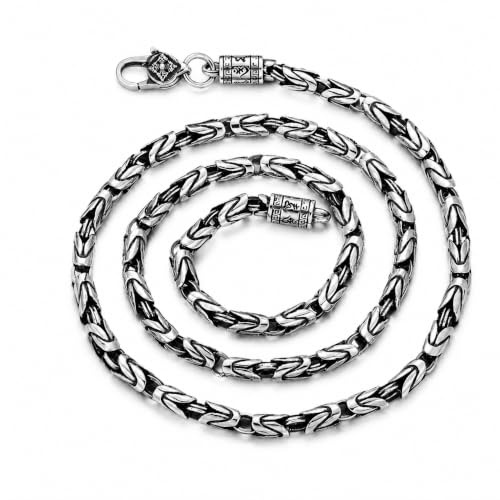 Collana in Vero Argento 925 da Uomo e da Donna, Maglia bizantina da 4 mm