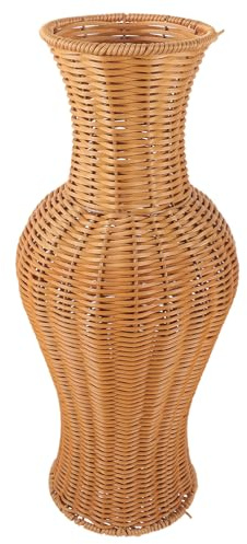 Jarrón de Suelo de Imitación de Ratán, Plástico, Diseño Simple | Jarrones Decorativos Grandes, Decoracion Hogar, Jarrón Natural