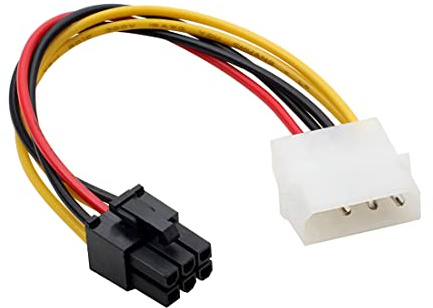 CABLEPELADO Stromkabel, 4-poliger Molex-Stecker auf 6-poligen PCI-Express-Stecker, Stromversorgung zu Grafikkarte, 6-polig, PCI Express, 15 cm