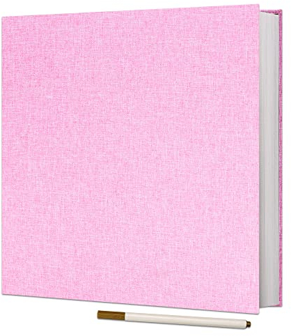 Vienrose Selbstklebende 10x15 Fotoalbum Einkleben und zum Selbstgestalten Groß leinen Photoalbum mit 40 Weißen Seiten, Hochzeit Jahrestag Geburtstag Geschenke mit Einem Kugelschreiber, 28x27cm