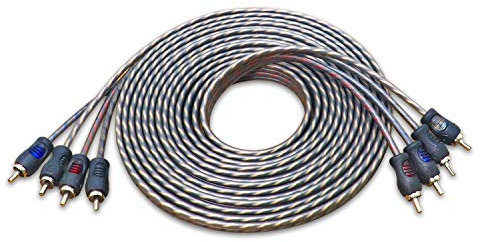 RECOIL RCI417 câble audio RCA 100% cuivre sans oxygène 5,2 m, 4 canaux paire torsadée avec réduction du bruit, haut-parleur