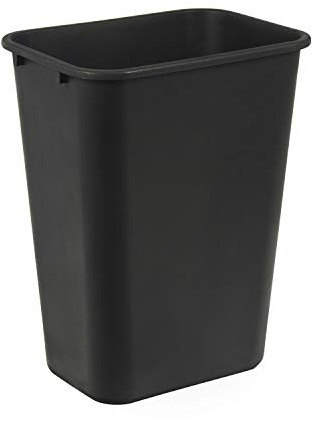 Amazon Basics Rectangular Commercial Office Wastebasket, Easy to Clean, Space-Saving, 10 Gallon, Black