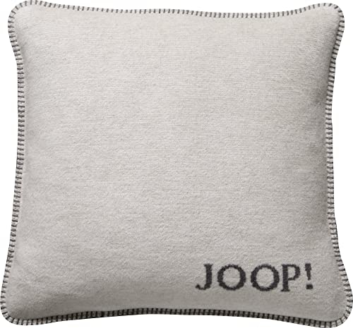 Joop! Kissen Uni Doubleface Ecru-Graphit Baumwolle/Polyacryl, Maße: 50cm x 50cm, 754691