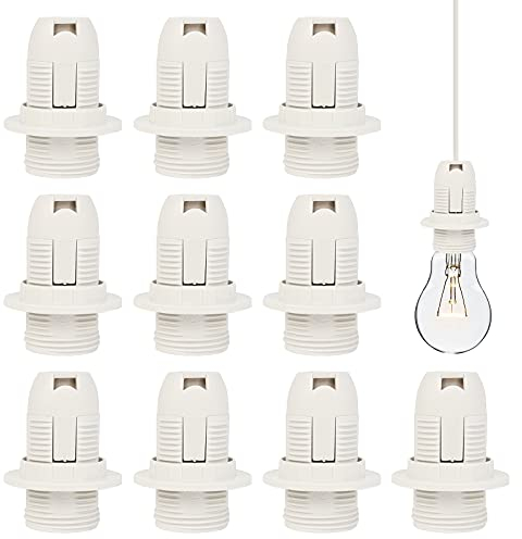 10 pezzi portalampada E14 250V 2A portalampada in bachelite portalampada E14 portalampada filettatura esterna basetta con anello a vite per lampada da tavolo, lampada da terra, lampade LED CFL bianco