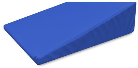 Quirumed Cuscino a cuneo, Misure 40 x 50 x 13 cm, Colore blu, Ergonomico, Similpelle, Imbottitura flessibile, Cuscino per massaggi, Fisioterapia, Supporto per la schiena