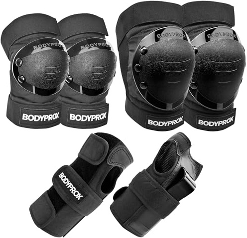 Set di protezioni BODYPROX per ginocchia, gomiti e polsi per pattinaggio in linea, skateboard, Roller Derby, BMX e pattinaggio su rotelle. (S)