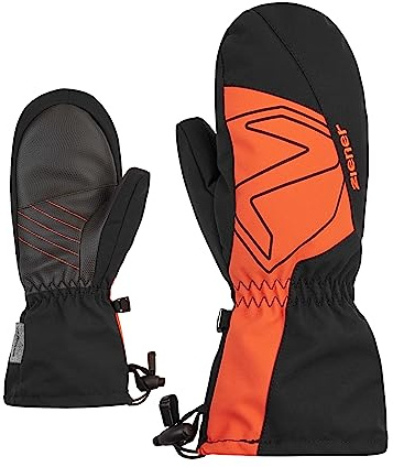 Ziener Kinder LAVALINO Ski-Fäustling/Wintersport | wasserdicht extra warm Wolle, Black.Burnt orange, 4,5