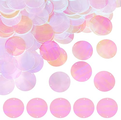 PH PandaHall 240 stycken stora paljetter lösa paljetter 5,2 cm platta runda paljetter skimrande glitter transparent bulk paljetter hantverk paljetter för gör-det-själv sömnad lamphuvud skimrande