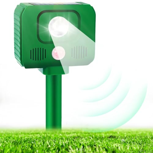 Katzenschreck für Garten, Katzenschreck Ultraschall Solar Marderabwehr mit Solarbetrieb und Blitz gegen Katzen Hunde Marder Katzenabwehr Tiervertreiber Hundeschreck Marderschreck Tierabwehr