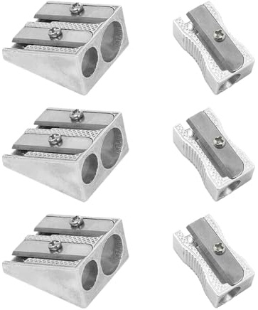 Taille-crayon 6 pièces, taille-crayons à un et double trou, utiles pour les étudiants, papeterie pour étudiants, fournitures de bureau, taille-crayons en métal, taille-crayon portable
