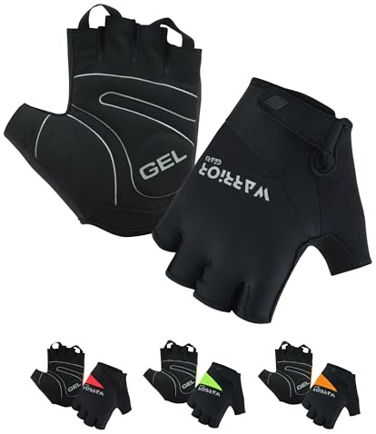 warrior gears Half-Finger Cycling Gloves - Lightweight Bicycle gloves - Anti-Slip Grip & Breathable, Gel-Padded for Shock Absorption - Fingerless Bicycle Short Gloves for Men’s (Black, XL)