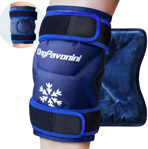 KingPavonini XXL Around Entire Knee Ice Pack Wrap After Surgery, Reusable Gel Large Ice Pack for Knee Injuries, Pain Relief, Swelling, Knee Surgery, Sports Injuries, 1 Pack Blue