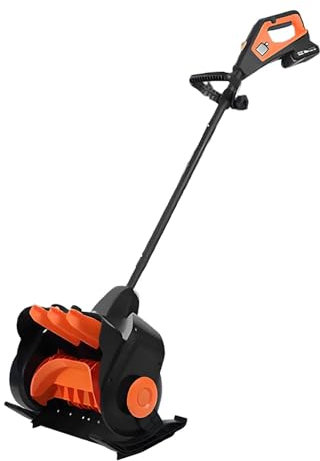 Spazzaneve Efficiente, Pala Da Neve Pieghevole con Piastra Direzionale, Spazzaneve Elettrico a Batteria per Patio, Terrazza e Vialetto(Two Battery)