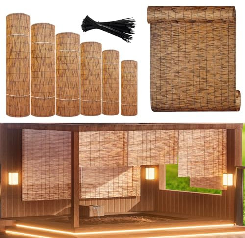 Schilfrohrmatte 50 cm 60 cm 70 cm 80 cm 90 cm 100 cm 110 cm 120 cm 130 cm Natürlicher Schilfzaun Bambus Sichtschutzzaun Für Gartenvillapflanze(110x100cm(3.6x3.3FT))