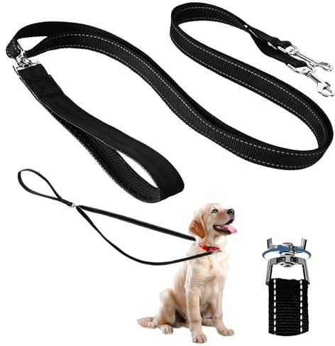 JABNOW Laisse Anti-Traction pour Chien 1.2m Réfléchissant Nylon Anti-enchevêtrement Laisse Anti Traction Chiens de Taille Moyenne et Grande, Utilisation en Extérieur