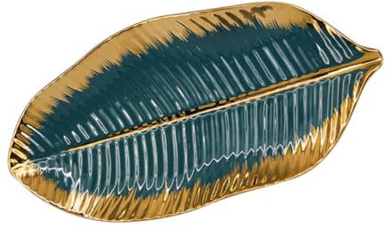 LIFKOME Vassoio Portafrutta in Ceramica Decorato Con Foglie 1 Pezzo Con Finiture in Oro Accessorio Per La Casa
