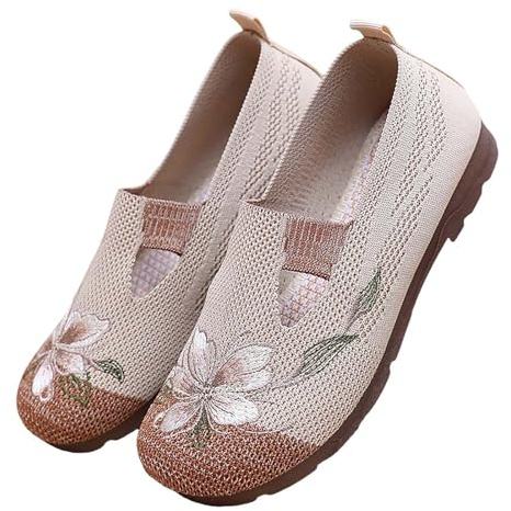 UK Size 4 Wide Fitting Bare Foot Shoes for Women Round Toe Knit Dress Shoes Slip on Ballerina Walking Flats for Women Classic Softable Shoe Slip On A1_Clearance Coffee