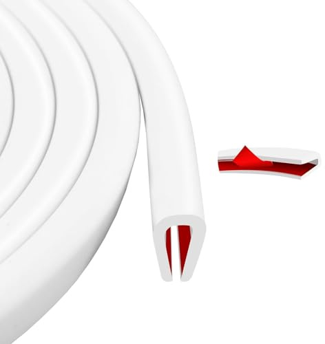 Rubber Edging Trim Self Adhesive U Shaped Rubber Sealing Strip White Car Door Edge Protector Strip for Door Trim, Windows, Metal Panels, Glass Panels (3m, 1.6mm)