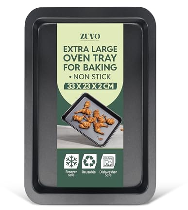Zuvo - Plateaux de cuisson – 32 cm pour four, rôtir et cuire – Plaques de cuisson en acier au carbone avec revêtement anti-adhésif facile à nettoyer – Passe au four et au lave-vaisselle