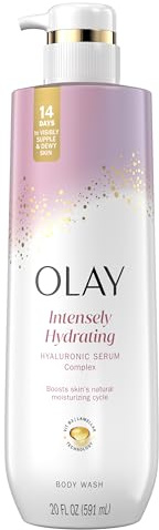Olay Body Wash for Women, Intensely Hydrating, Hyaluronic Acid Serum Complex, Renews Moisture, Free of Parabens & Phthalates, Vitamin B3 Lameller Technology, For All Skin Types, 20 fl oz