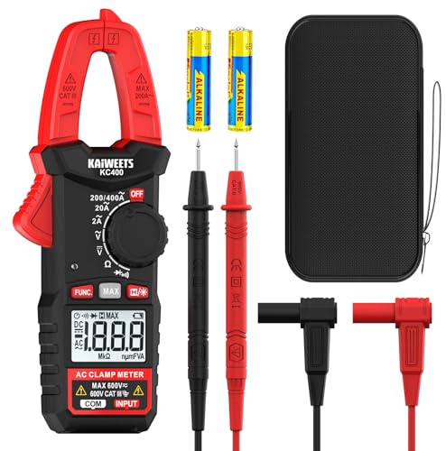KAIWEETS Stromzange, Mini Digitales Zangenmultimeter, 400 A AC-Strommessgerät mit 600 V AC/DC Spannung, Widerstand und Durchgang, KC400