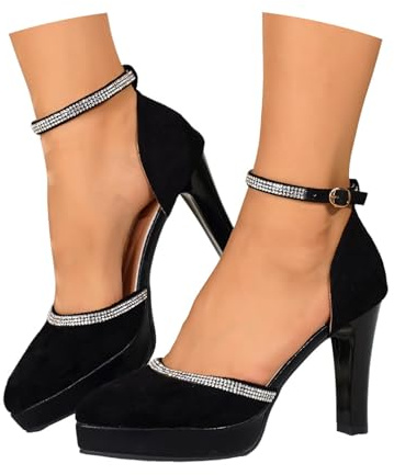 Nuqqichongtian Tacco da donna – Piedi Pumps Con Scarpe da sposa Alte Scarpe da Partito Scarpe da Festa con Tacco alto da infilare, Tacco largo Elegante