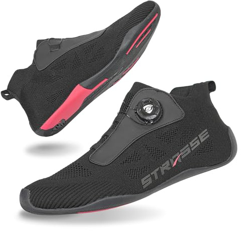 STRASSE STR180 Sim Racing Shoes High Cut - Sistema de ajuste de esfera, suela ultrafina para sensación de pedal, malla transpirable, soporte de tobillo para iRacing Acc GT7 (negro), Negro, 10-11