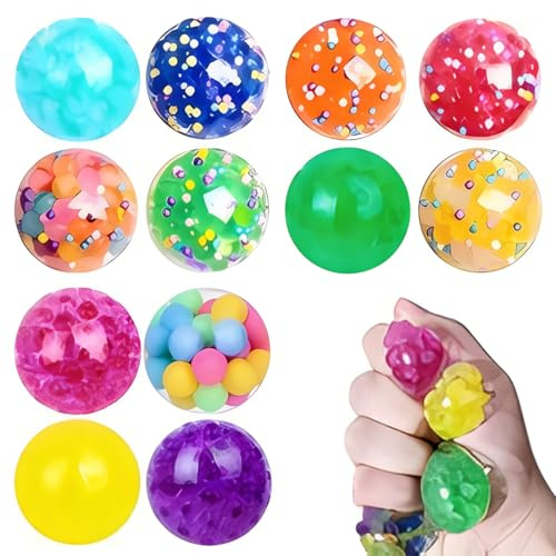 CEJAS Lot de 12 Balles Anti-Stress pour Anniversaire d'enfant, Balle Anti Stress Enfant(3.5CM - Style Aléatoire)