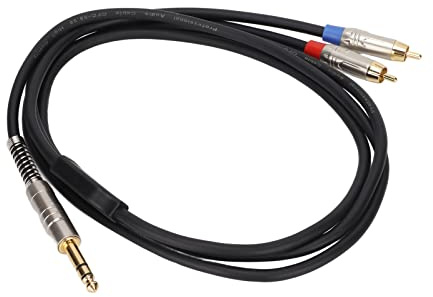 Qudinip 1/4in TRS Till Dual Hane-kabel Hållbar Mikrofondelare för Hi Fi-system 5,9 Fot Guldpläterad