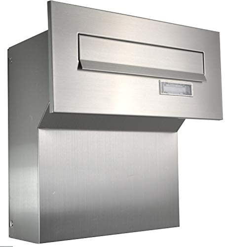 Buzón de Pared 100% Acero Inoxidable V2A Cepillado, 190-260 [mm] 3 Llaves, Placa Frontal: 160 x 350 [mm]