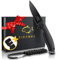 PIRANHA Outdoor Klapp-Jagdmesser - Einhandmesser Liner Lock - D2 Stahl - Outdoor Survival Messer Schwarz beschichtet - mit Clip - Taschenmesser inkl. Schärf Werkzeug