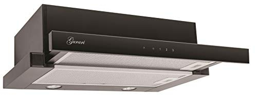 Gurari GCH 117 BL • Hotte aspirante • Hotte à extraction d'air • Encastrable • 60cm • 1000 m³/h • LED Eclairage • Verre Noir • Hotte d'évacuation• Hotte de circulation