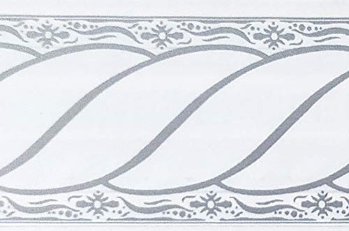 Dundee Deco MGAZBD5013 - Rotolo di carta da parati autoadesiva con motivo damascato grigio e bianco, rotolo da 10 m x 5 cm