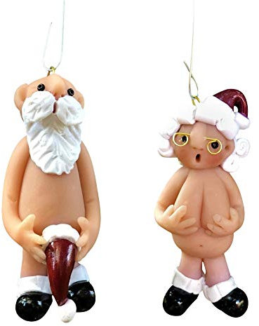 Dinnesis Christmas Decorations Sale Clearance Naughty Santa Christmas Ornament Stocking Cap Santa Ornament Naked Santa Merry Christmas Decorative Xmas Decor Ornaments Party Decor Gifts