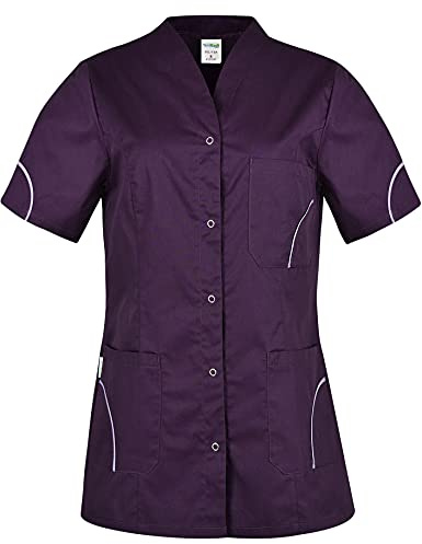 B-well Silvia Tunique à Enfiler pour Femme à Manches Courtes avec Boutons - Violet - Small