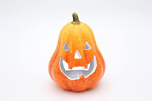 mucHome Windlicht Kürbis 17cm Halloween Herbst Zierkürbis Dekoration Teelicht Halter Laterne Lampe