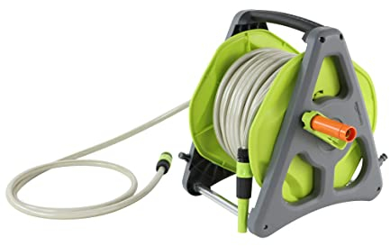 Amazon Basics Schlauchtrommel mit Schlauch, zur Wandmontage, 30 m, Grün/Grau