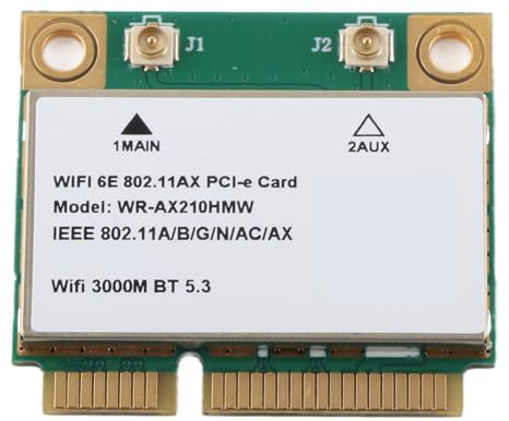 Zunate Tarjeta de Red Inalámbrica, AX210HMW Triple Banda 5374M (2.4GHz 574Mbps o 5GHz 2400Mbps o 6G) Adaptador Mini PCIE Gigabit WiFi 6E con Bluetooth 5.2, para Windows 10