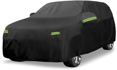 uxcell Waterproof Car Cover for Dodge Durango 2011-2023 Outdoor Full Car Cover All Weather Protection Rain Sun Protection with Zipper Black