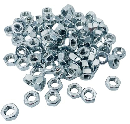 FOCMKEAS 200PCS M2.5-0.45 Hex Nuts, Carbon Steel Metric Coarse Thread Hexagon Nut, ISO 4032, Class 4.8 Screw Bolt Fasteners, Zinc Plated Hardware Lock Nut