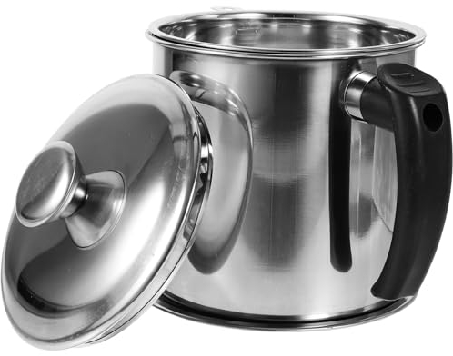 MAGICLULU lata de grasa de acero inoxidable tanque separador de grasa fritura colador tocino lata de almacenamiento de aceite bote de grasa con cubierta filtrar filtro de aceite envase