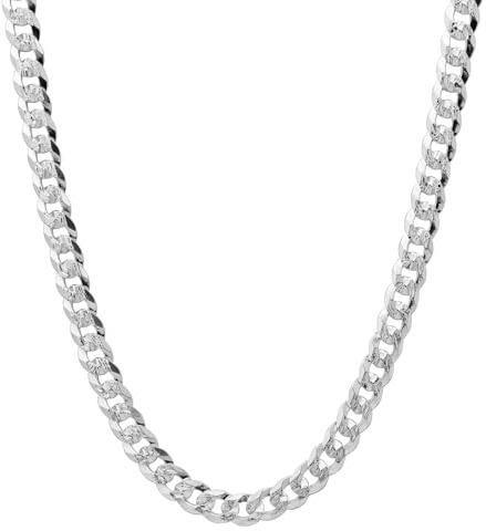 QUADRI Elegant halsband i 925 silver med gravyr – kubansk modell för män och kvinnor – bredd 5 mm | längd 46 | 51 cm | 56 x 61 cm – certifierad tillverkad i Italien, 5 mm x 45 cm x 0.75 cm | Tillverkad i Italien för män