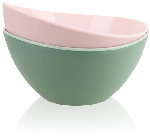 com-four® 2x ciotola in plastica - insalatiera infrangibile - grande ciotola per frutta - ciotola da 3,4 L - piatti da campeggio per picnic, buffet, giardini, feste per bambini [la selezione varia]